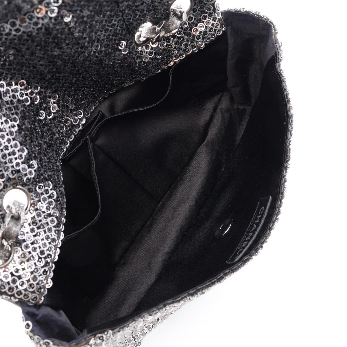 CHANEL Coco Mark Sequin Bag, Silver
