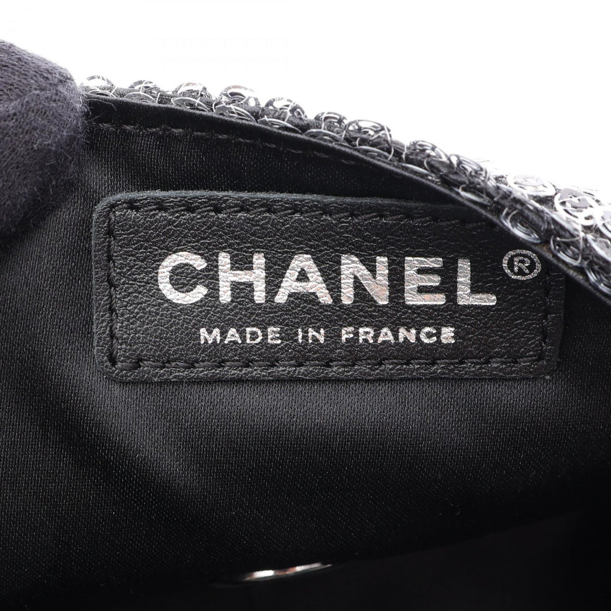 CHANEL Coco Mark Sequin Bag, Silver