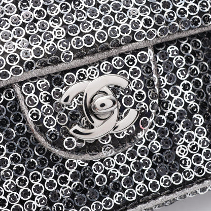 CHANEL Coco Mark Sequin Bag, Silver