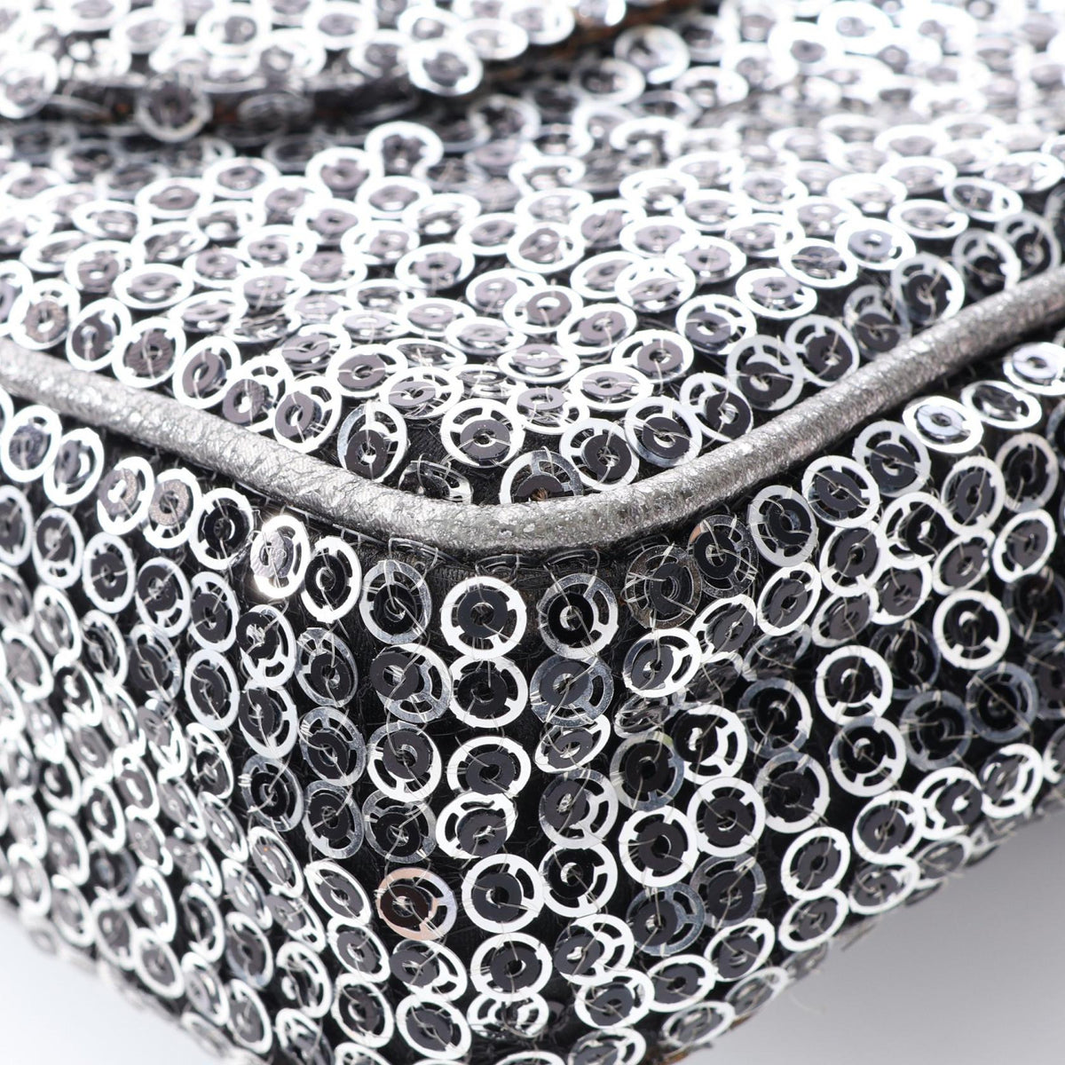 CHANEL Coco Mark Sequin Bag, Silver