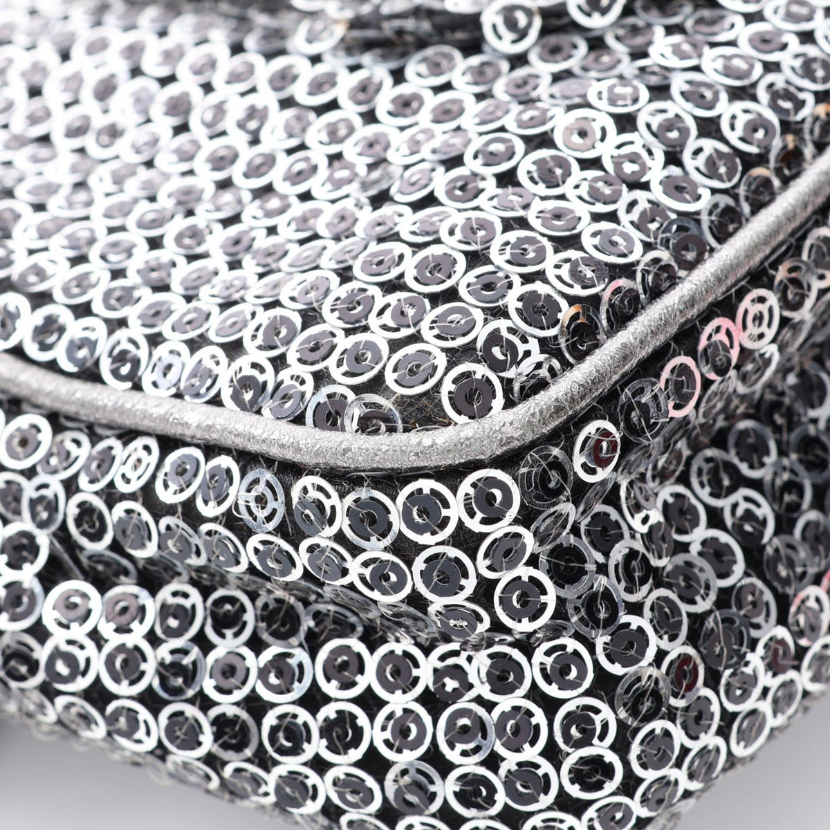 CHANEL Coco Mark Sequin Bag, Silver