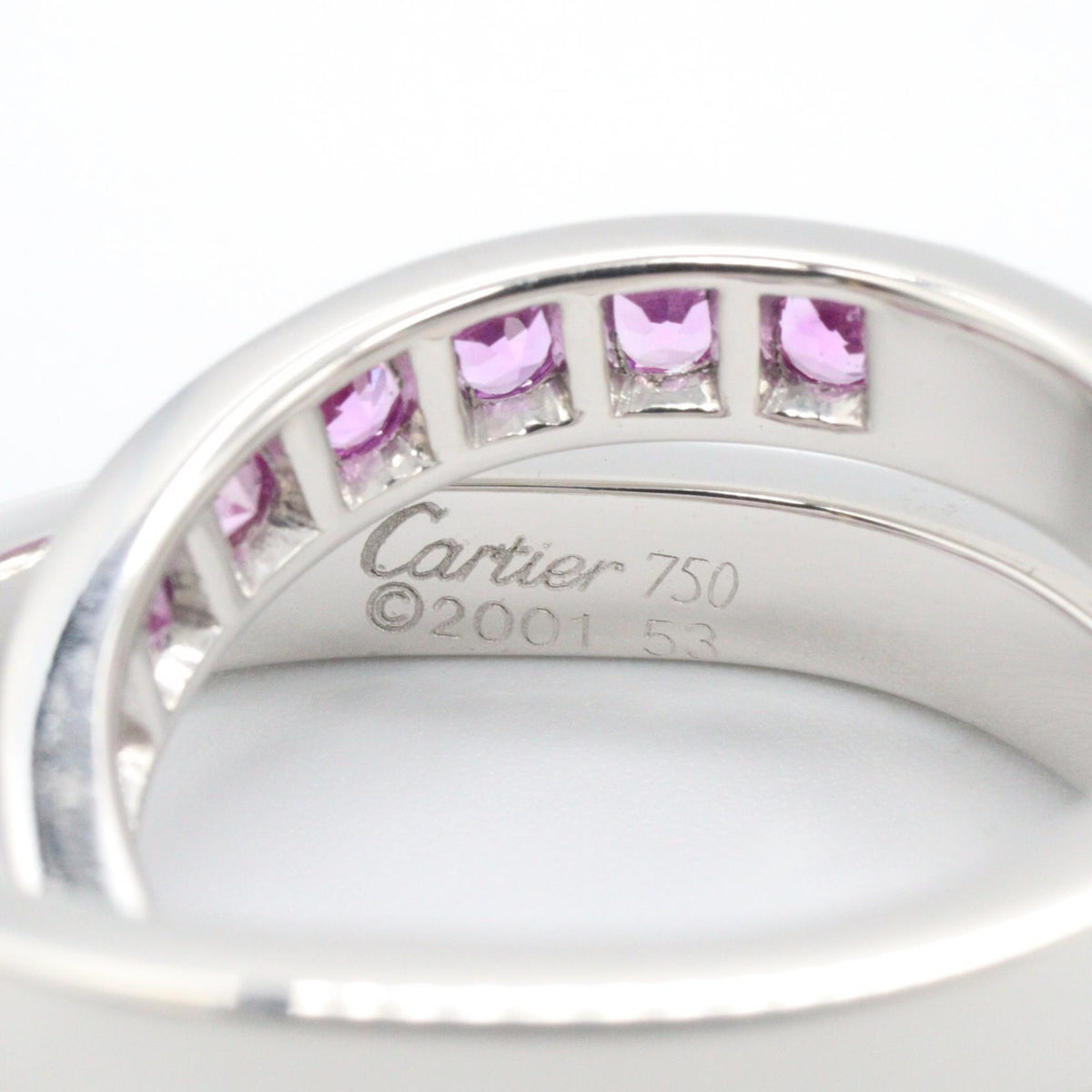 CARTIER Pink Sapphire Paris Ring K18WG Size JP 13