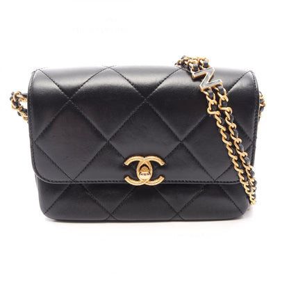 CHANEL Matelasse Lambskin Shoulder Bag Black