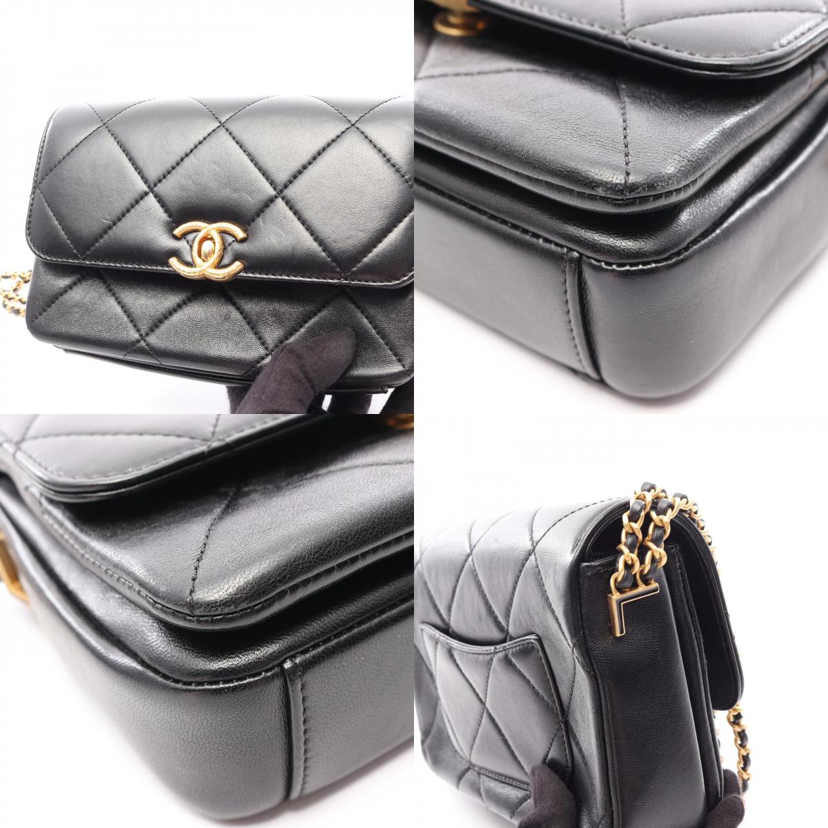 CHANEL Matelasse Lambskin Shoulder Bag Black