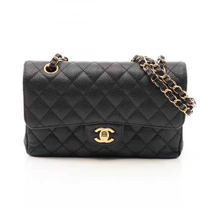 CHANEL Matelasse Double Flap Black Caviar Shoulder Bag