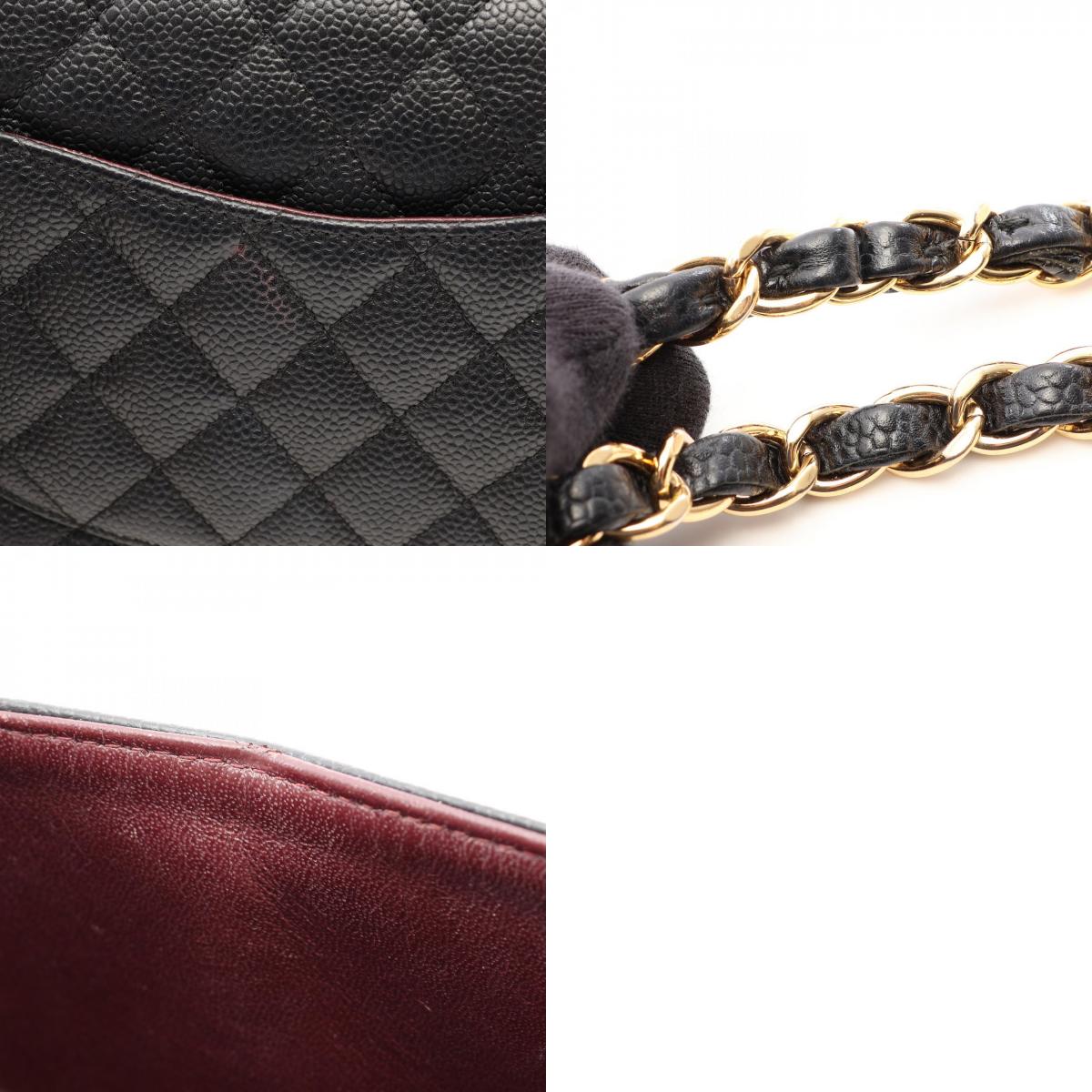 CHANEL Matelasse Double Flap Black Caviar Shoulder Bag