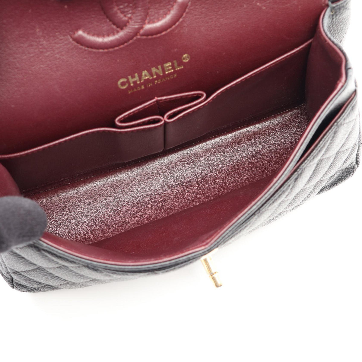 CHANEL Matelasse Double Flap Black Caviar Shoulder Bag