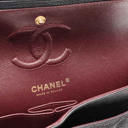 CHANEL Matelasse Double Flap Black Caviar Shoulder Bag