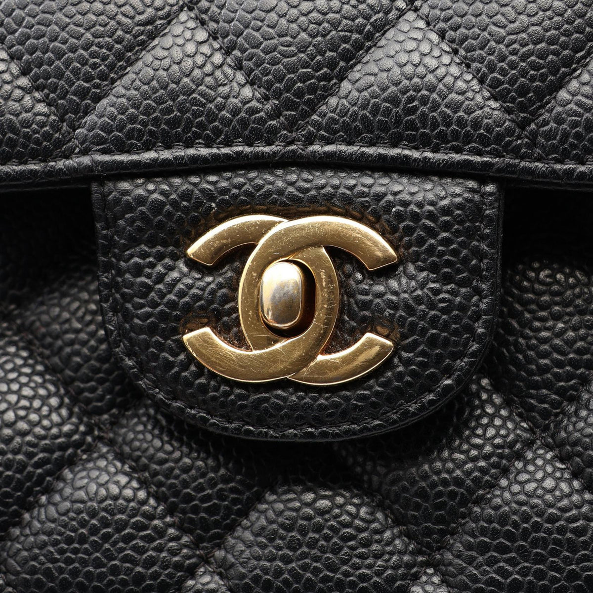 CHANEL Matelasse Double Flap Black Caviar Shoulder Bag
