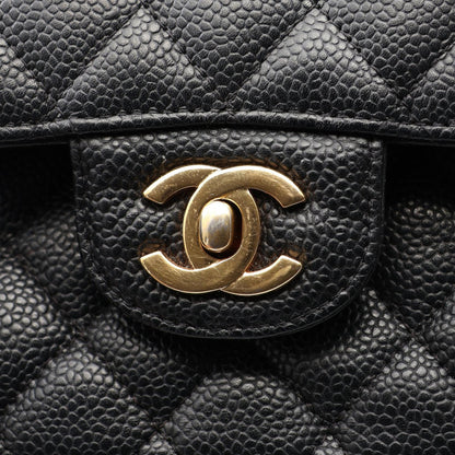 CHANEL Matelasse Double Flap Black Caviar Shoulder Bag