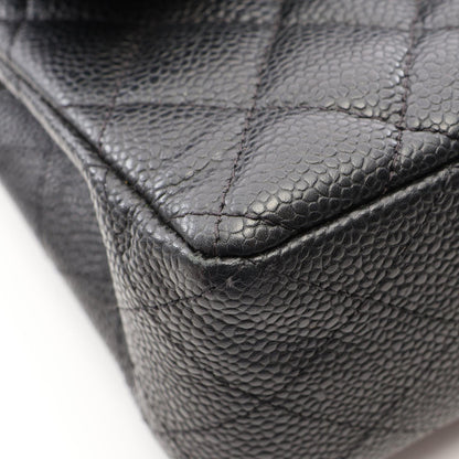 CHANEL Matelasse Double Flap Black Caviar Shoulder Bag