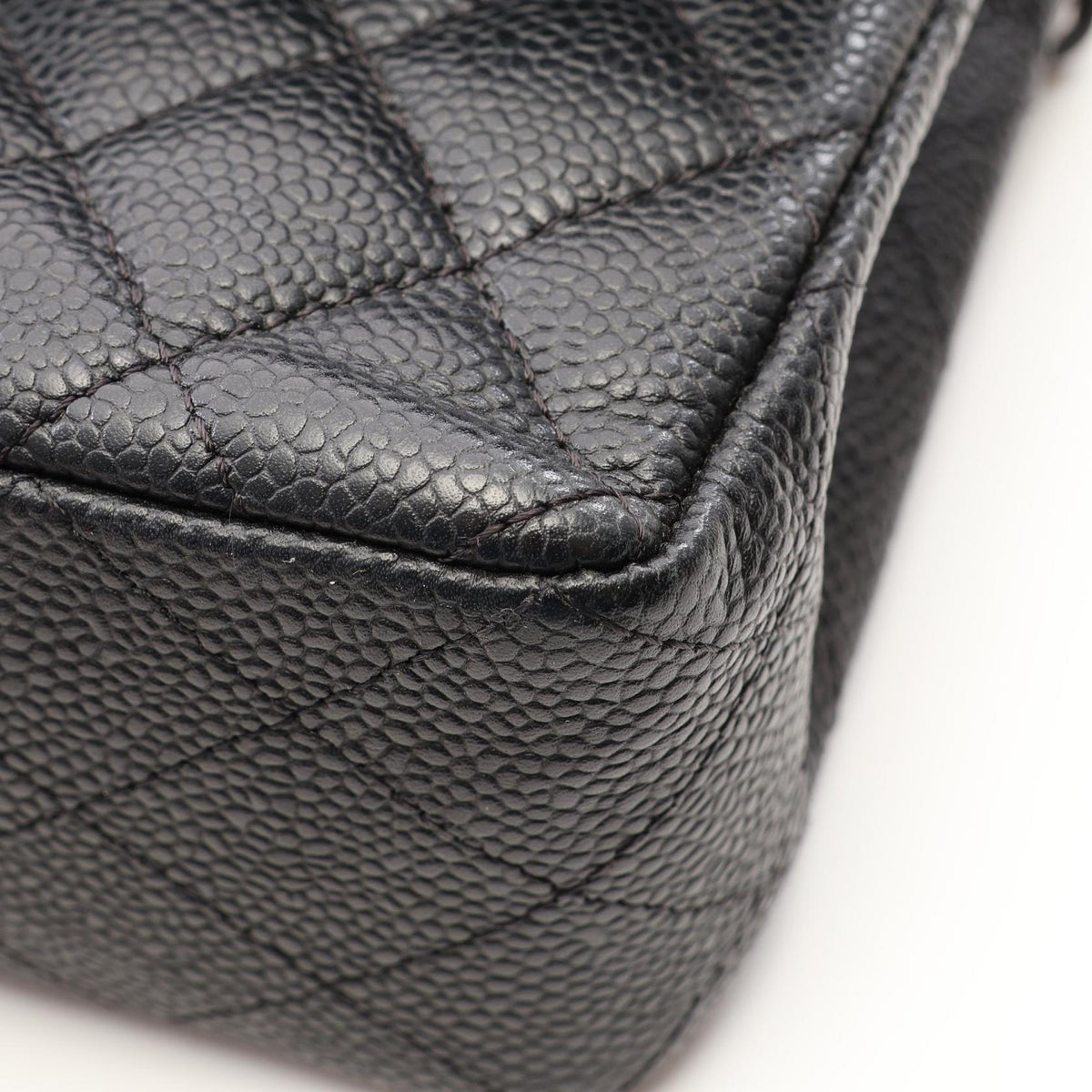 CHANEL Matelasse Double Flap Black Caviar Shoulder Bag