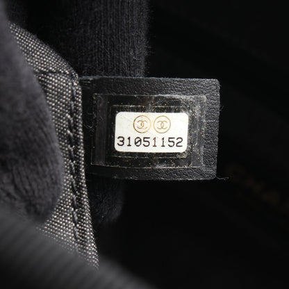 CHANEL Deauville Leather Straw Bag Black