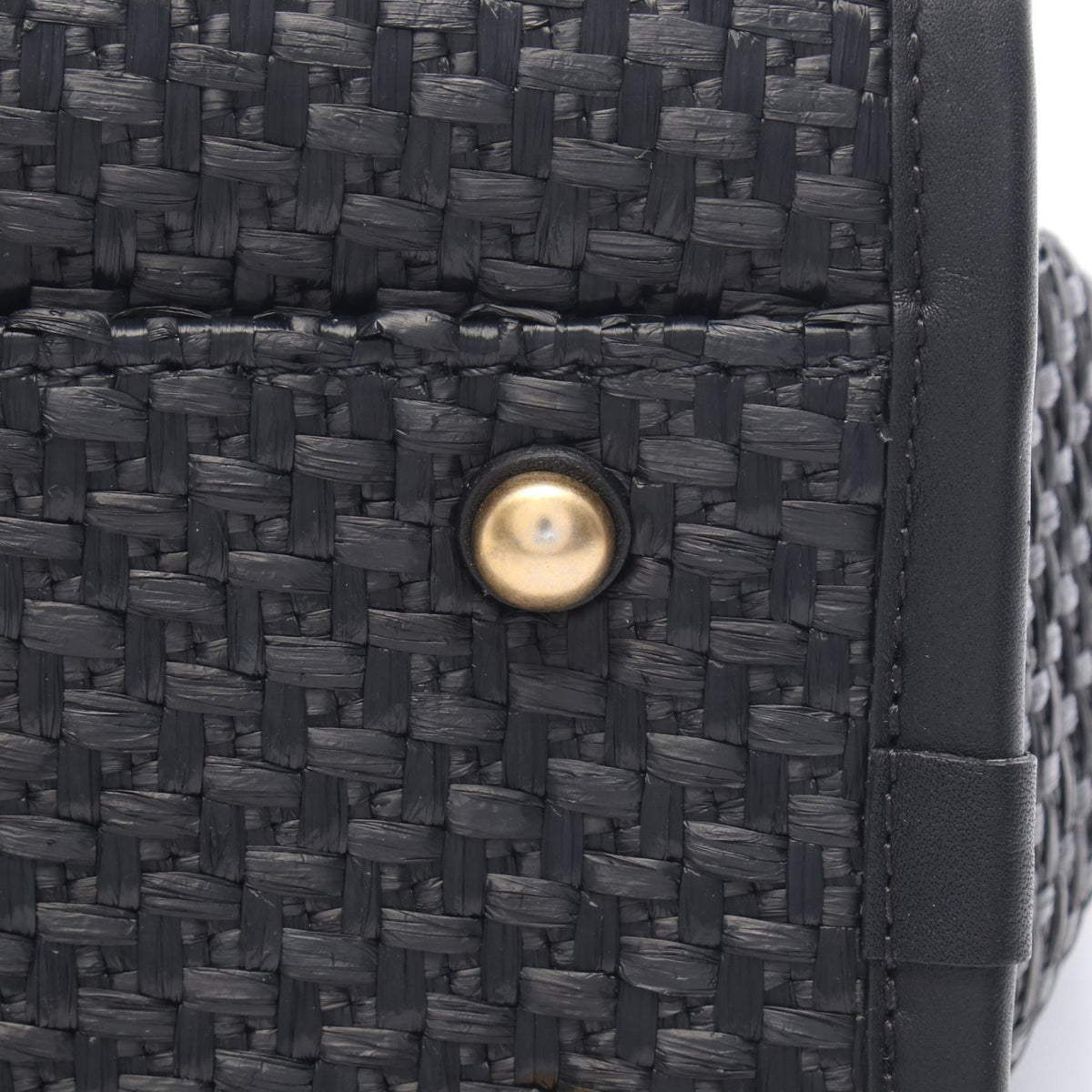 CHANEL Deauville Leather Straw Bag Black