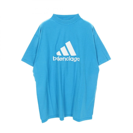 BALENCIAGA x adidas Logo Embroidered T-Shirt Blue Size L