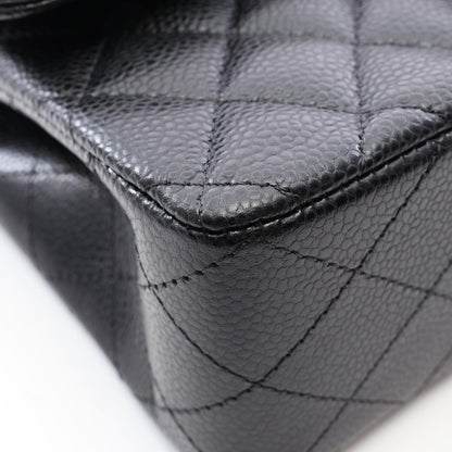 CHANEL Matelasse W Flap Shoulder Bag Black