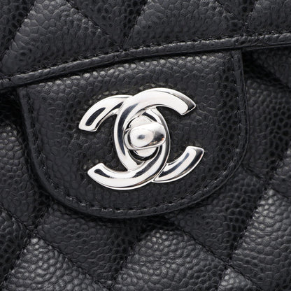 CHANEL Matelasse W Flap Shoulder Bag Black