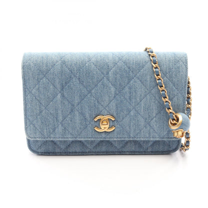 CHANEL Matelasse Denim Shoulder Bag Blue