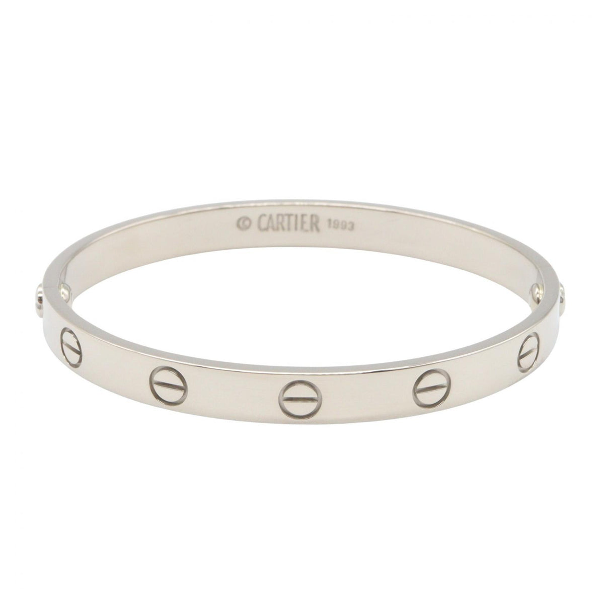 CARTIER Love K18 White Gold Bracelet Size 16