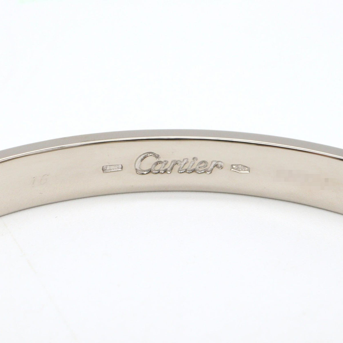 CARTIER Love K18 White Gold Bracelet Size 16