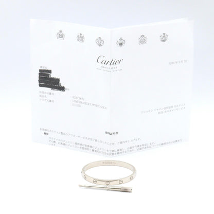 CARTIER Love K18 White Gold Bracelet Size 16