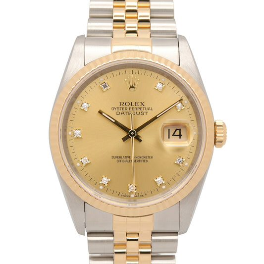 Rolex Datejust 10P Diamond 18K Gold SS Watch