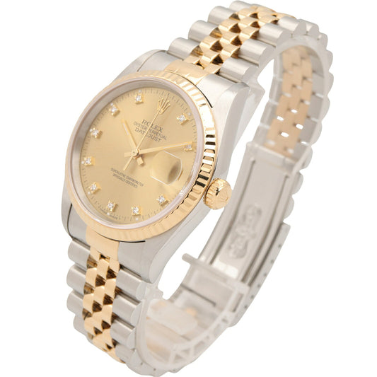 Rolex Datejust 10P Diamond 18K Gold SS Watch