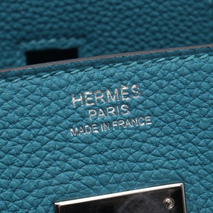 HERMES Birkin 30 Turquoise Togo Handle Bag
