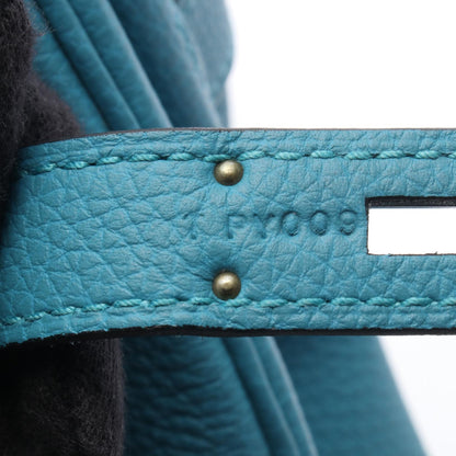 HERMES Birkin 30 Turquoise Togo Handle Bag