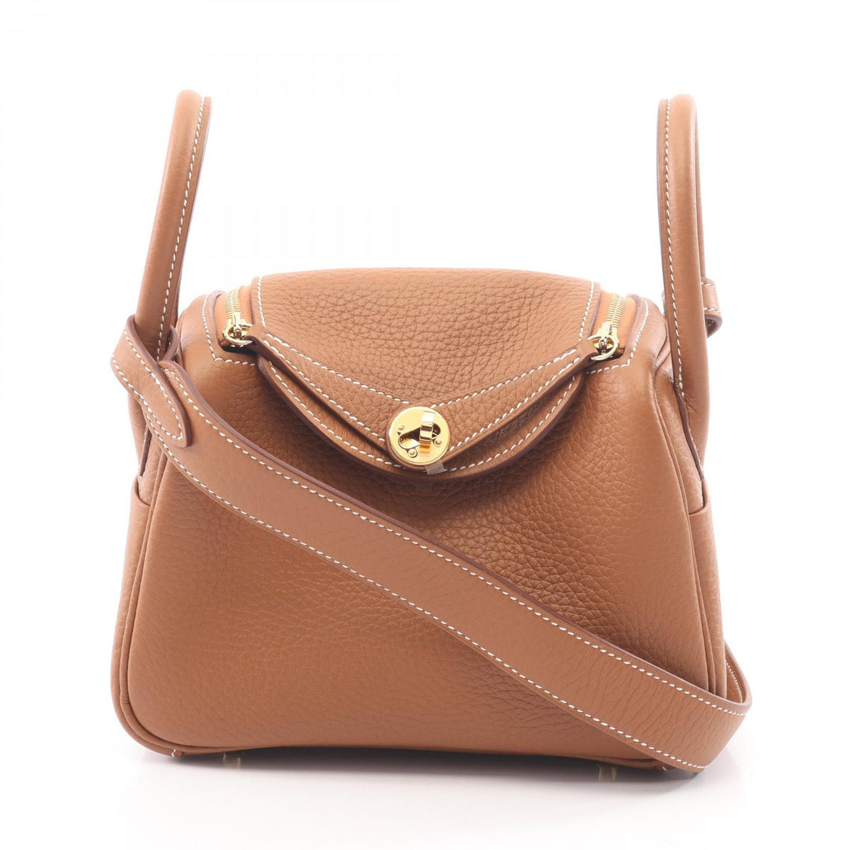 HERMES Lindy Mini Taurillon Shoulder Bag Brown
