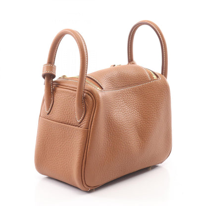 HERMES Lindy Mini Taurillon Shoulder Bag Brown