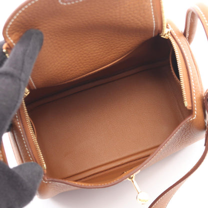 HERMES Lindy Mini Taurillon Shoulder Bag Brown