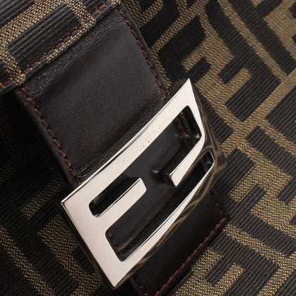 FENDI Zucca Canvas Leather Bag Brown