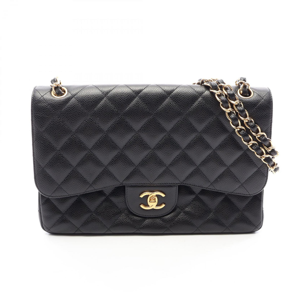 CHANEL Classic Large W Flap Caviar Bag GHW