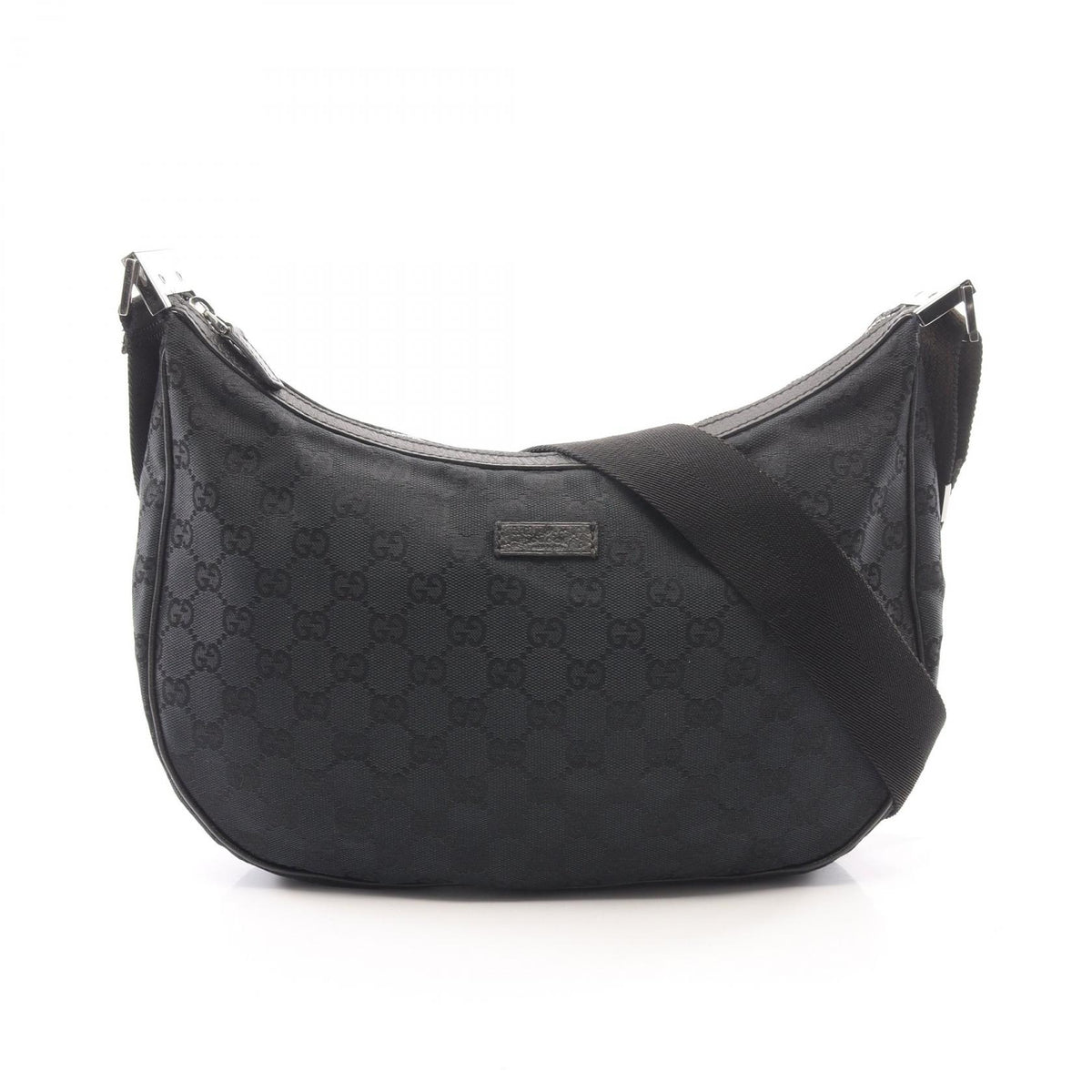 GUCCI GG Canvas Leather Shoulder Bag Black