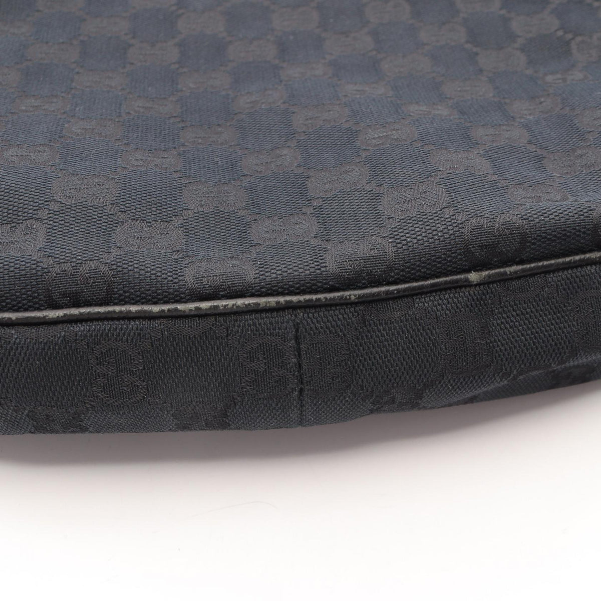 GUCCI GG Canvas Leather Shoulder Bag Black