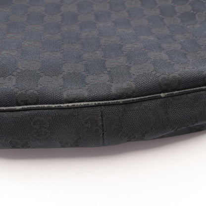 GUCCI GG Canvas Leather Shoulder Bag Black