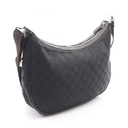 GUCCI GG Canvas Leather Shoulder Bag Black
