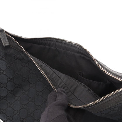 GUCCI GG Canvas Leather Shoulder Bag Black