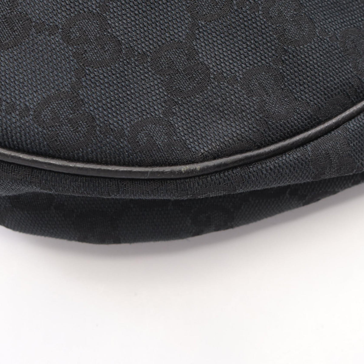 GUCCI GG Canvas Leather Shoulder Bag Black