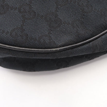 GUCCI GG Canvas Leather Shoulder Bag Black