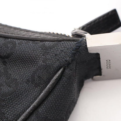 GUCCI GG Canvas Leather Shoulder Bag Black