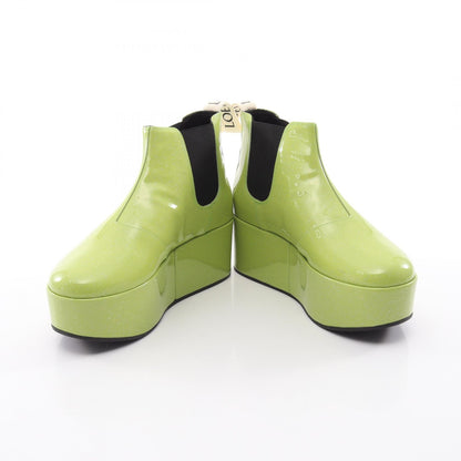 LOEWE Green Platform Patent Leather Chelsea Boots Size 38
