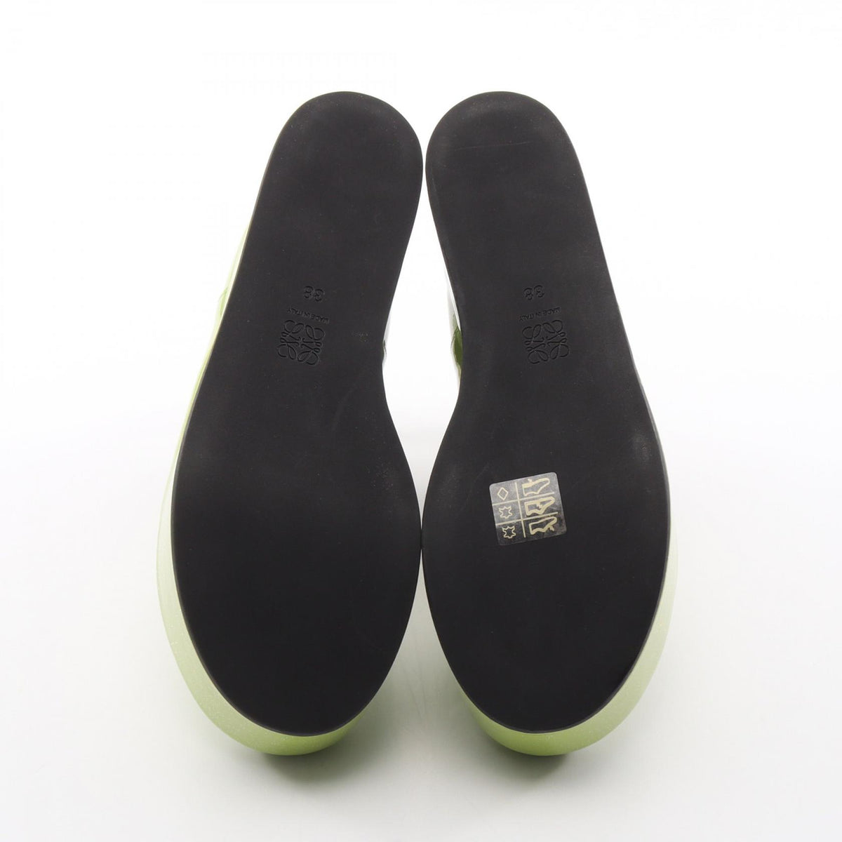 LOEWE Green Platform Patent Leather Chelsea Boots Size 38