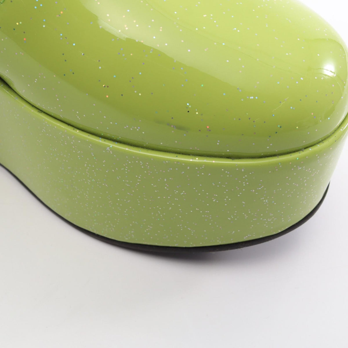 LOEWE Green Platform Patent Leather Chelsea Boots Size 38