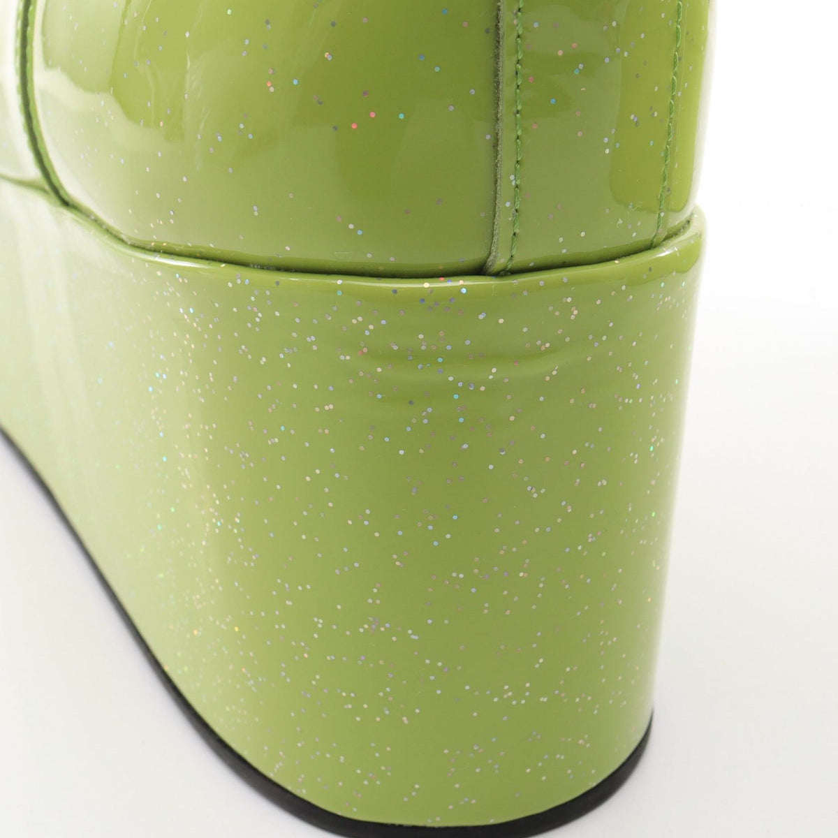 LOEWE Green Platform Patent Leather Chelsea Boots Size 38