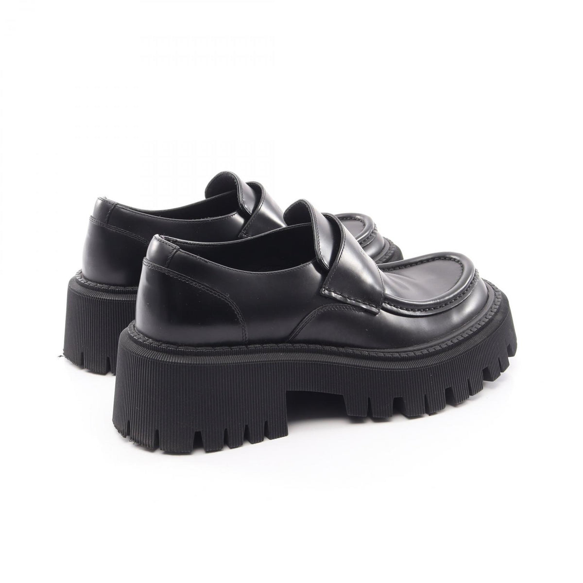 BALENCIAGA Black TRACTOR Leather Loafers Size 36