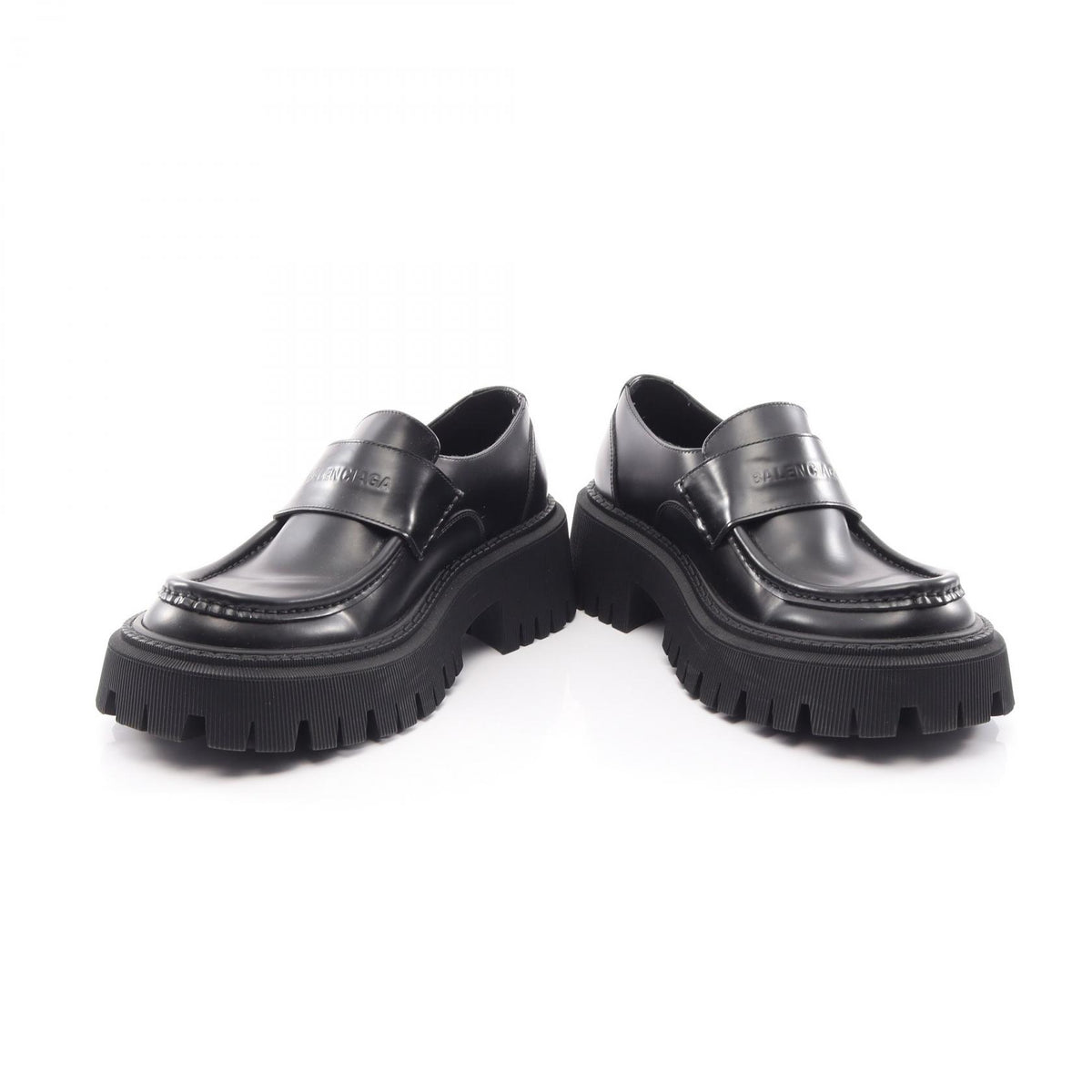 BALENCIAGA Black TRACTOR Leather Loafers Size 36