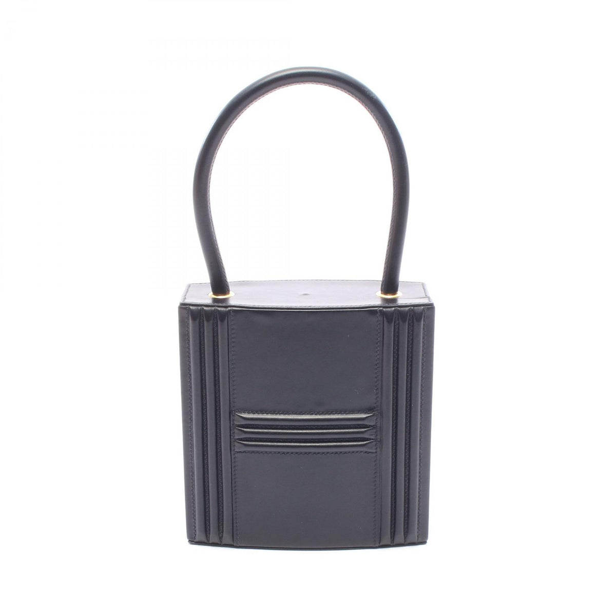 HERMES Cadena Kelly Black Box Calf Gold HW Handbag