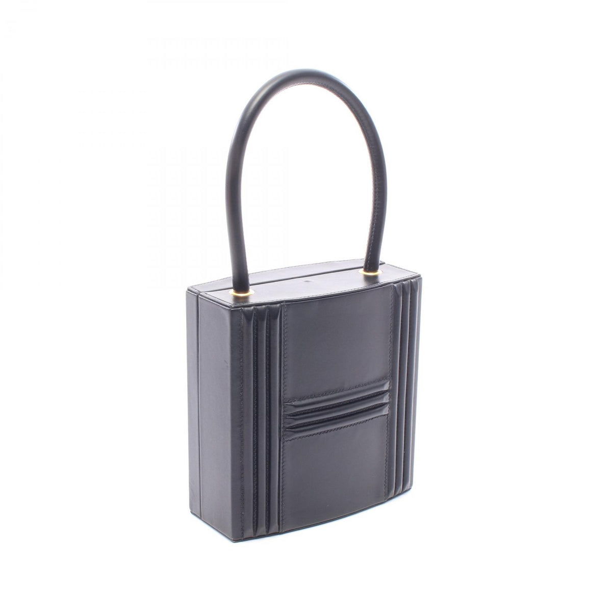 HERMES Cadena Kelly Black Box Calf Gold HW Handbag